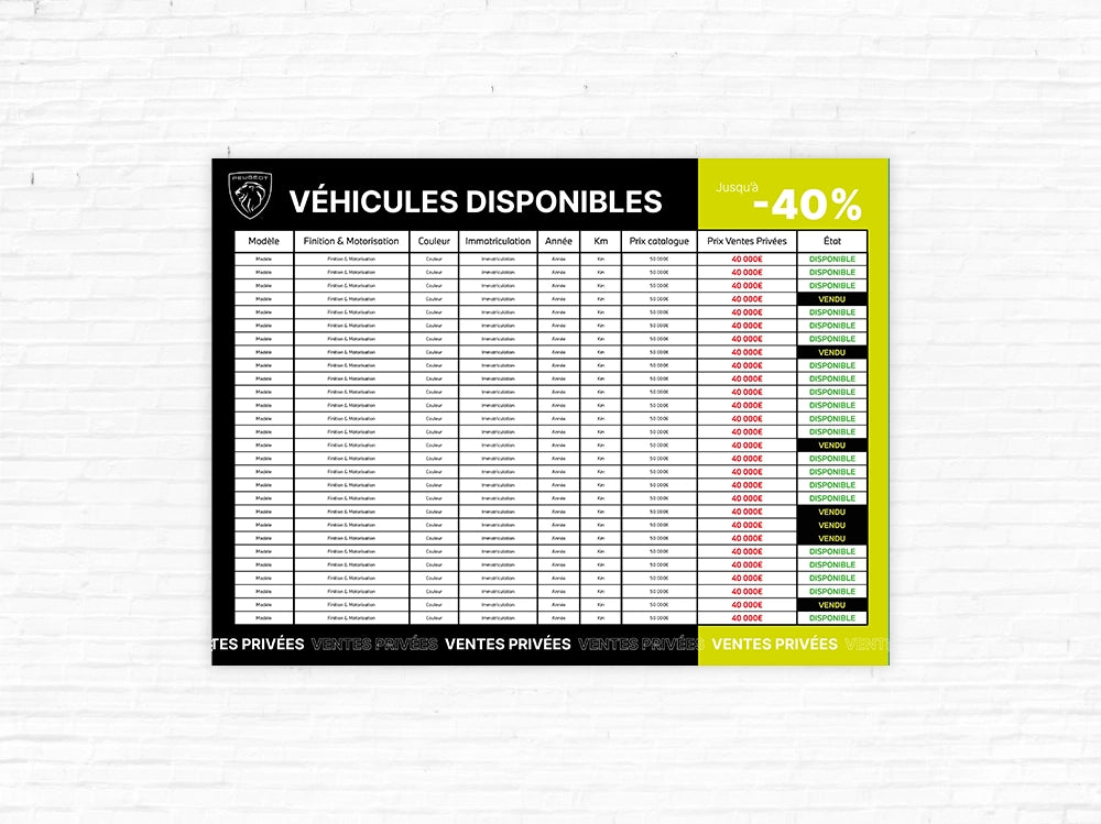Panneaux véhicules en stock