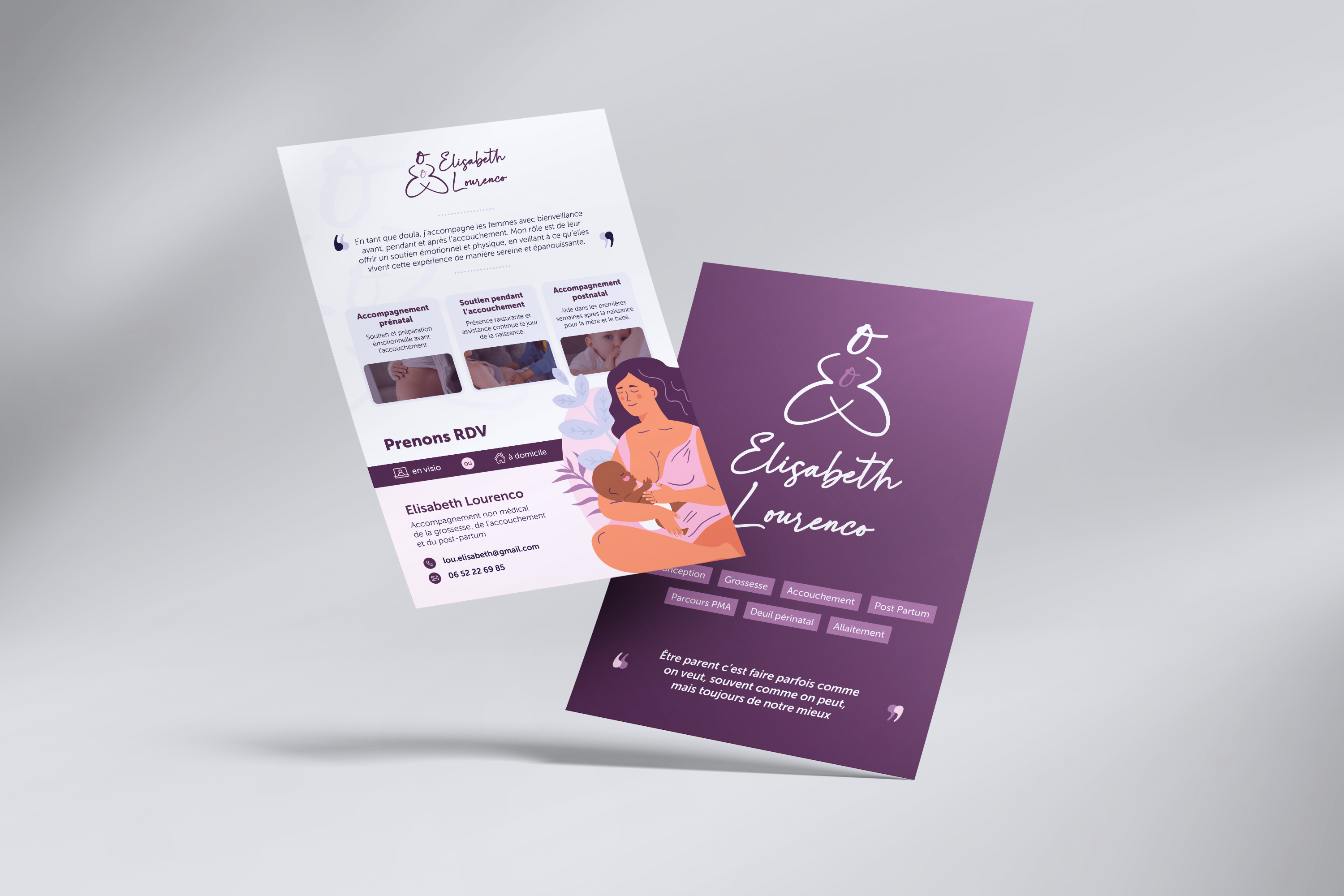 Logo et flyer pour une Doula en Essonne