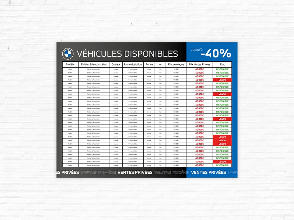 Panneaux véhicules en stock